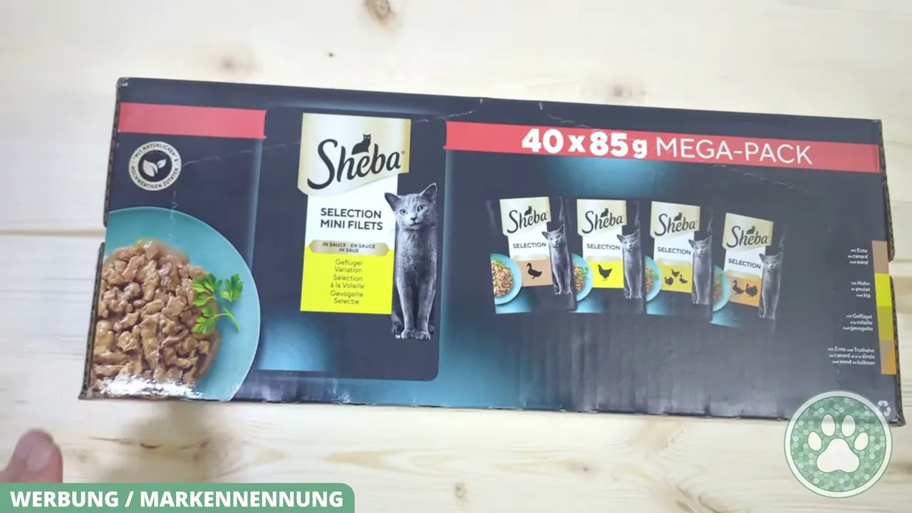 Der Mega-Pack enthält insgesamt 40 Portionsbeutel der Geflügel-Variation in Sauce für ausgewachsene Katzen.