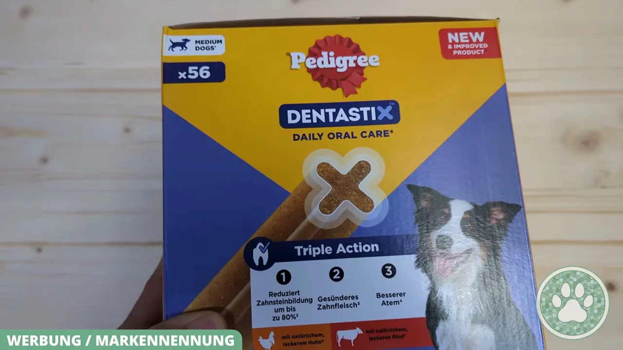Ich finde die Vorratspackung mit 56 Stück für mittelgroße Hunde von 10 bis 25 kg ideal für die tägliche Zahnpflegeroutine.