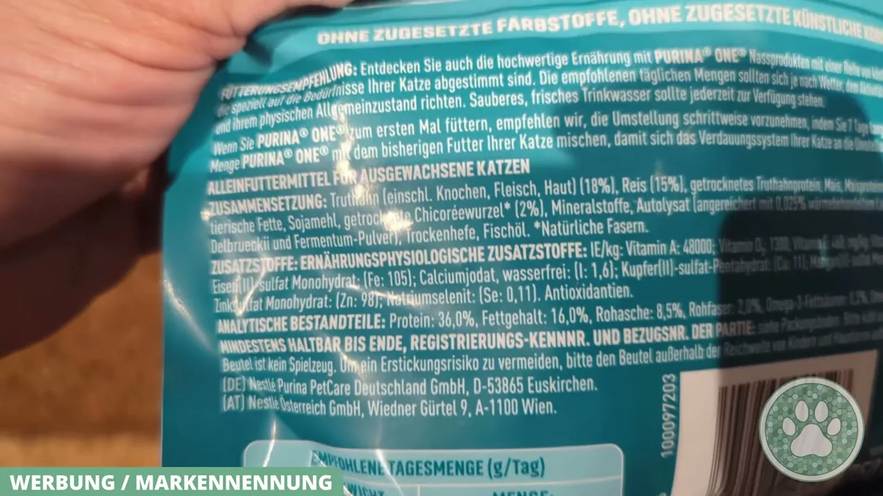 Truthahn ist mit einem Anteil von 18 Prozent als Hauptzutat deklariert, ergänzt durch Reis und wertvolle Nährstoffe.